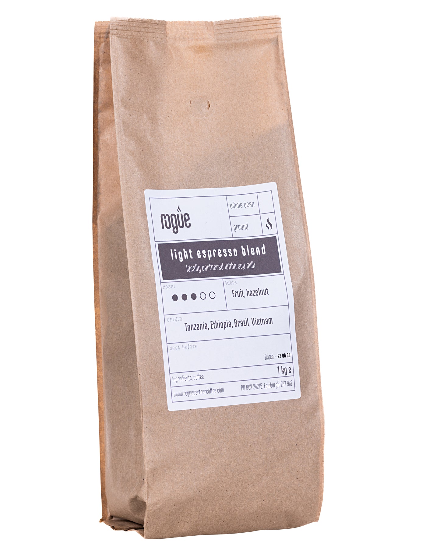 Light roast coffee espresso blend | ground 1kg | ideally partnered with soy milk